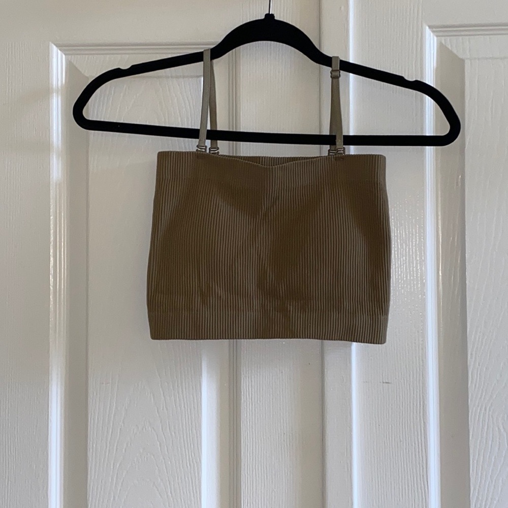 NWOT UO Taupe Ribbed Crop Tank Top with Adjustable/Removable Straps